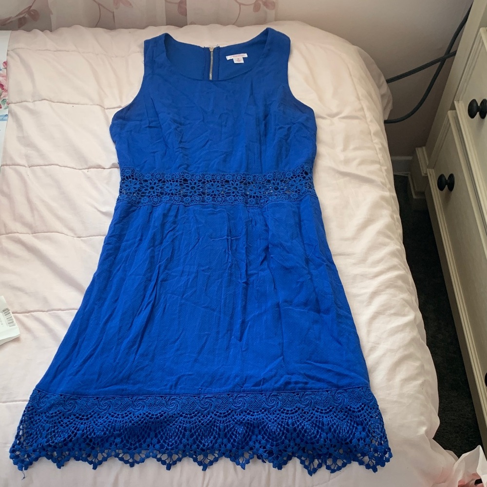 Xhilaration Cobalt Blue Crochet Mini Dress